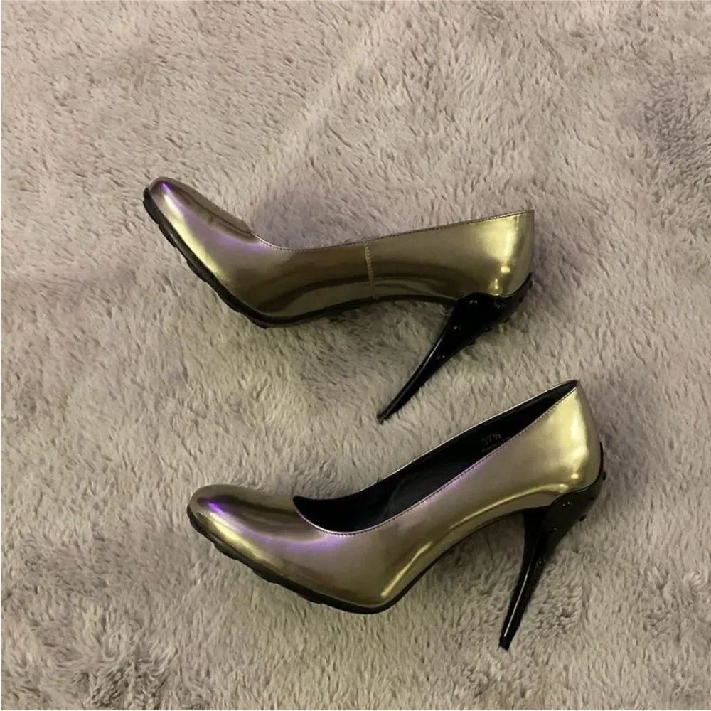 Tod's Elegant Gold and Black Heels, US7,5